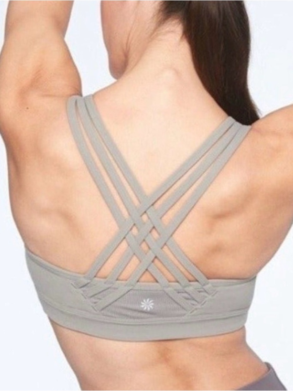 Athleta Fully Focused Strappy Cross-Back Sports Bra - Light Gray